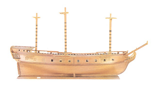 Maqueta de la corbeta Atrevida. Cortesía del Museo Naval de Madrid.