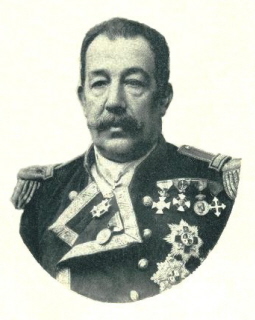 foto en blanco y negro de don Emilio Diaz Moreu. Capitán de navío de la Real Armada Española.