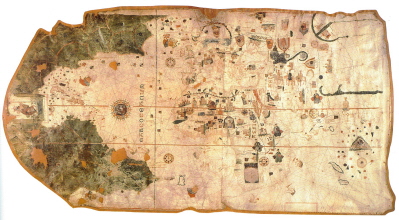 Fotografía de la Carta del Nuevo Mundo realizada por don Juan de la Cosa.