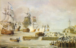 Bombardeo de la ciudad de Cartagena de Indias por la escuadra del almirante Vernon.