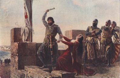 Óleo representado el acto de don Alonso Pérez de Guzmán, pintado por el valenciano Salvador Martínez Cubells.