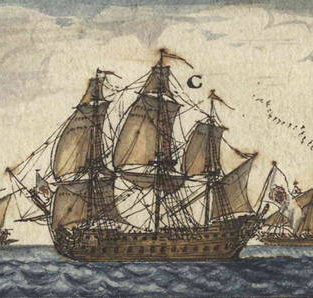  Representación de un navío a la vela.