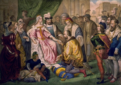  Cuadro de Cristóbal Colón ante la Reina en la Corte.