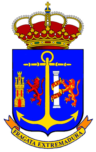 Dibujo del escudo de la fragata Extremadura perteneciente a la 31 Escuadrilla de escoltas (fragatas). Por Ariesmadrid.