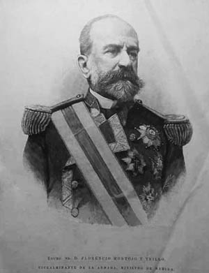 Grabado de don Florencio Montojo y Trillo. Vicealmirante de la Real Armada Española. Ministro de Marina.