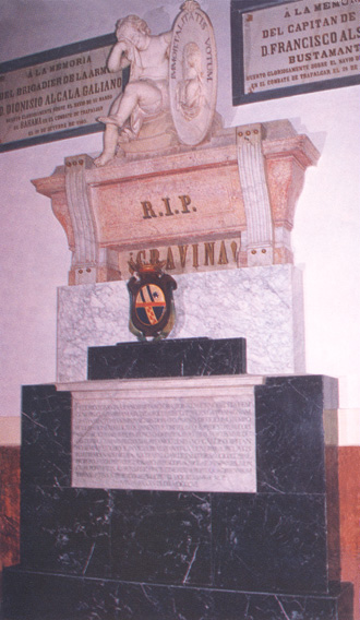 Lápida en el Panteón de Marinos Ilustres de San Fernando de don Federico Gravina y Nápoli.