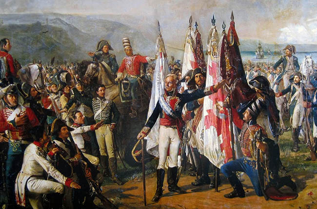 Acto del juramento de las tropas al mando del marqués de la Romana en Dinamarca.