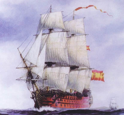 Óleo del navío Príncipe de Asturias con el porte de 120 cañones.