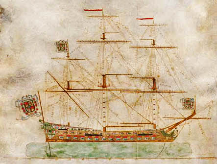 Plano de jarcia del navío Príncipe.