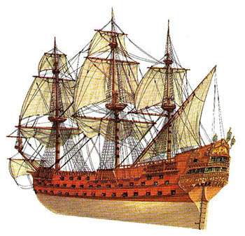 Dibujo del supuesto navío San Felipe el Real, quizás es una buena aproximación, desconocemos su autor.